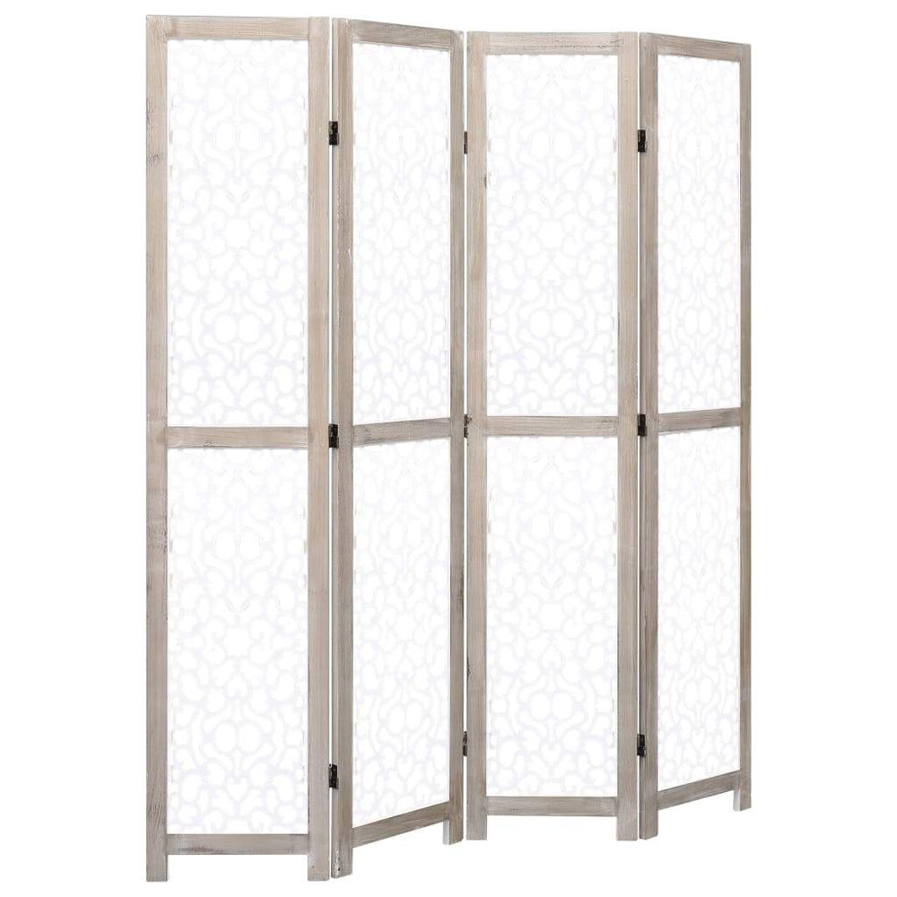 vidaXL Solid Wood 3/4/5/6-Panel Room Divider Privacy Partition Gray/White