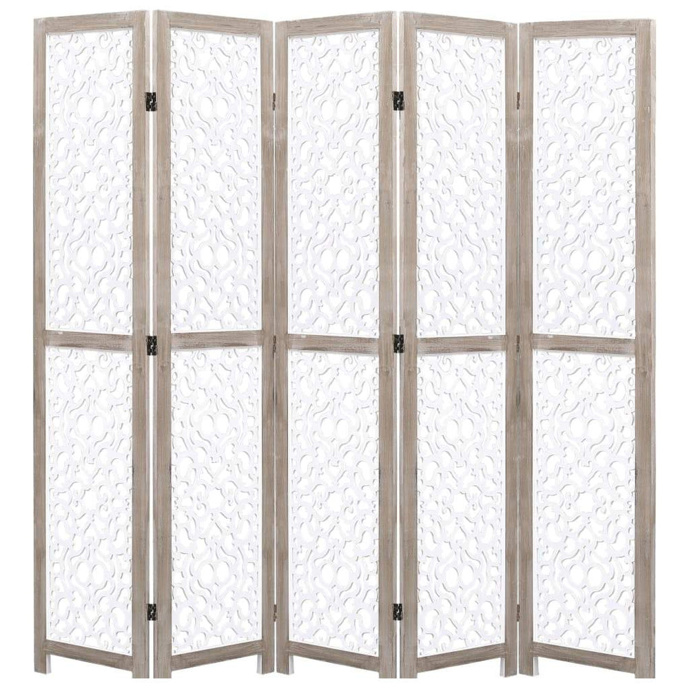 vidaXL Solid Wood 3/4/5/6-Panel Room Divider Privacy Partition Gray/White