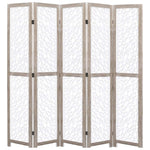 vidaXL Solid Wood 3/4/5/6-Panel Room Divider Privacy Partition Gray/White