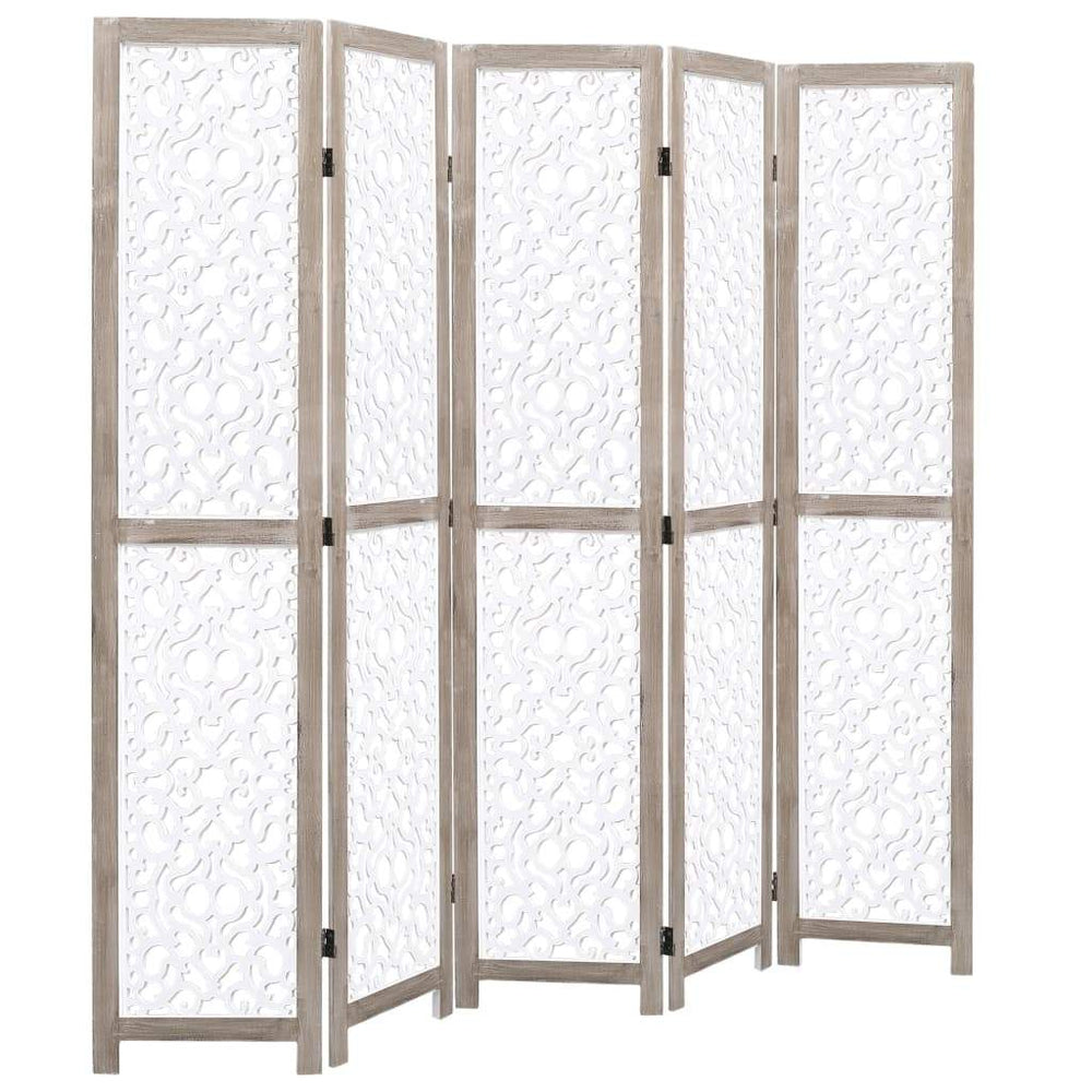 vidaXL Solid Wood 3/4/5/6-Panel Room Divider Privacy Partition Gray/White