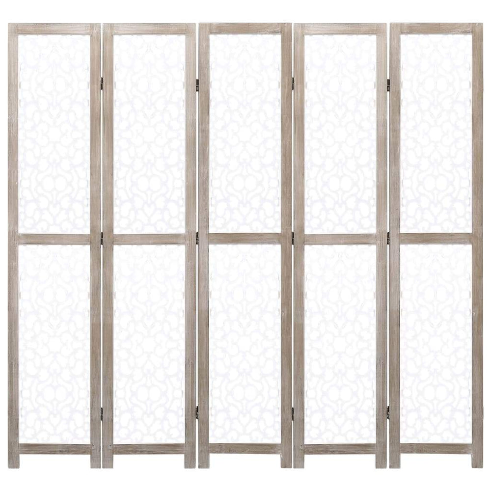 vidaXL Solid Wood 3/4/5/6-Panel Room Divider Privacy Partition Gray/White