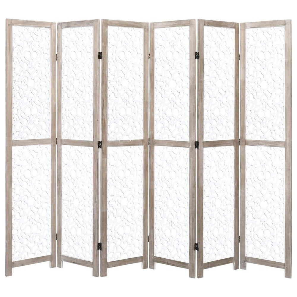 vidaXL Solid Wood 3/4/5/6-Panel Room Divider Privacy Partition Gray/White