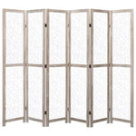 vidaXL Solid Wood 3/4/5/6-Panel Room Divider Privacy Partition Gray/White