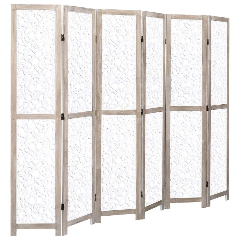 vidaXL Solid Wood 3/4/5/6-Panel Room Divider Privacy Partition Gray/White