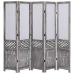 vidaXL 3/4/5/6-Panel Room Divider Fabric Privacy Screen Partition Gray/Brown