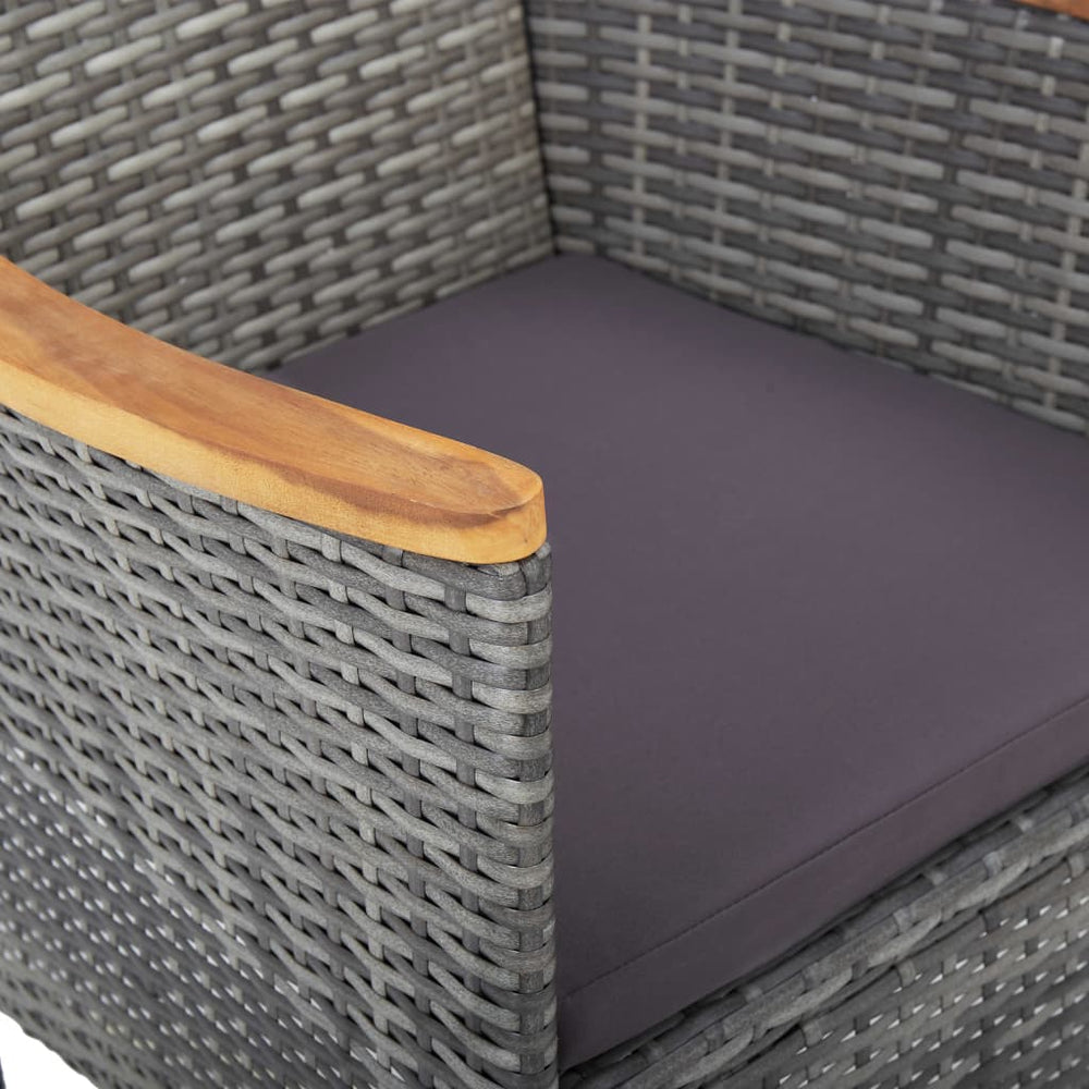 vidaXL Patio Dining Chairs 2 pcs Poly Rattan Gray