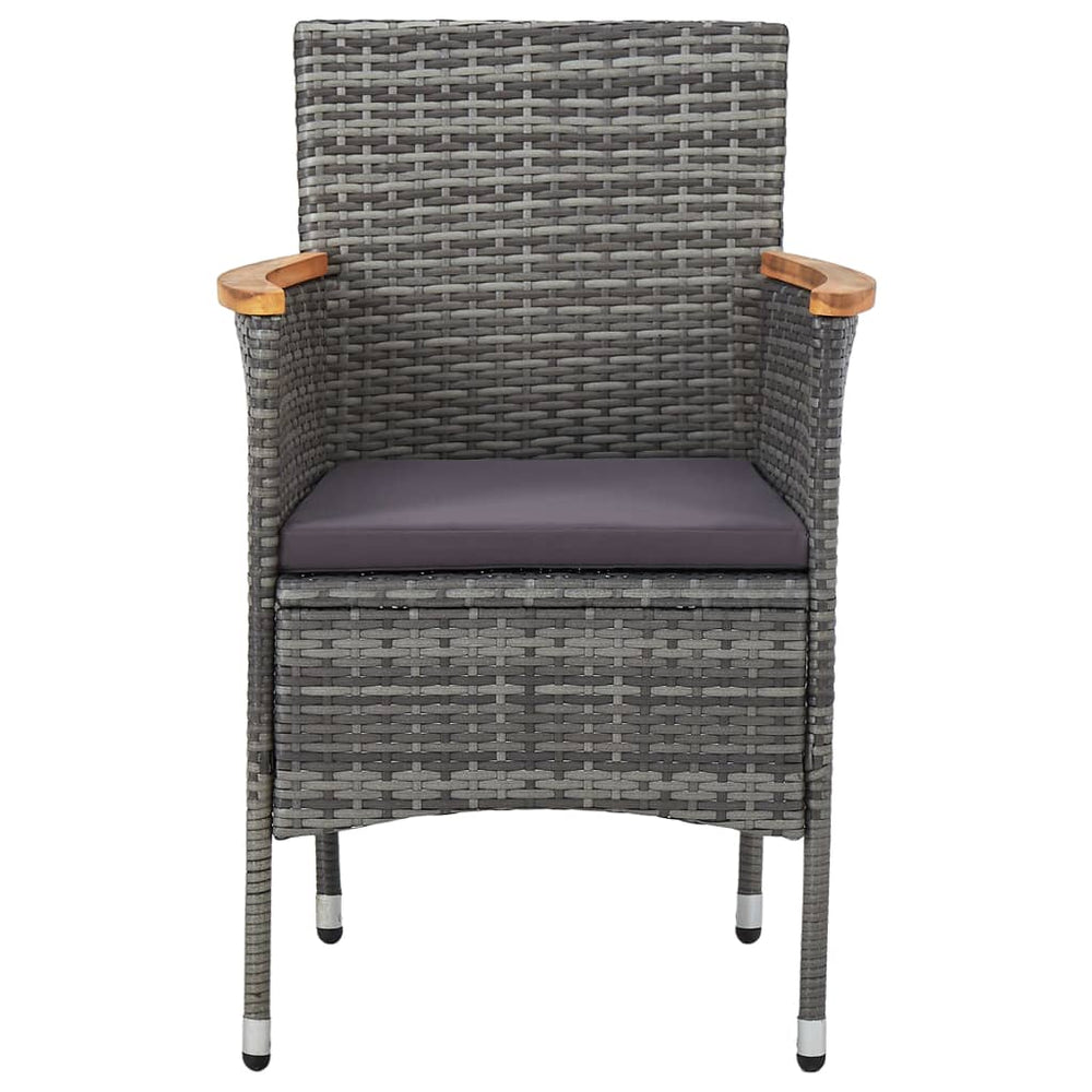 vidaXL Patio Dining Chairs 2 pcs Poly Rattan Gray
