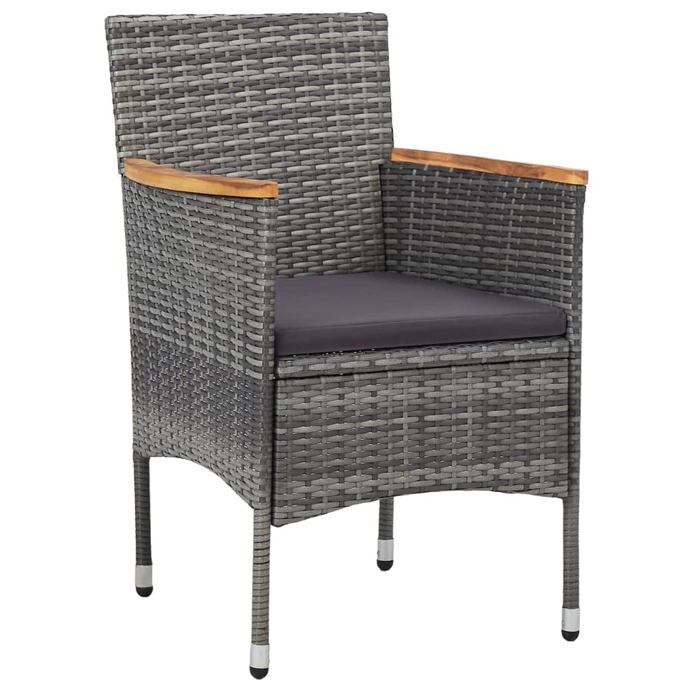 vidaXL Patio Dining Chairs 2 pcs Poly Rattan Gray