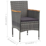 vidaXL Patio Dining Chairs 2 pcs Poly Rattan Gray