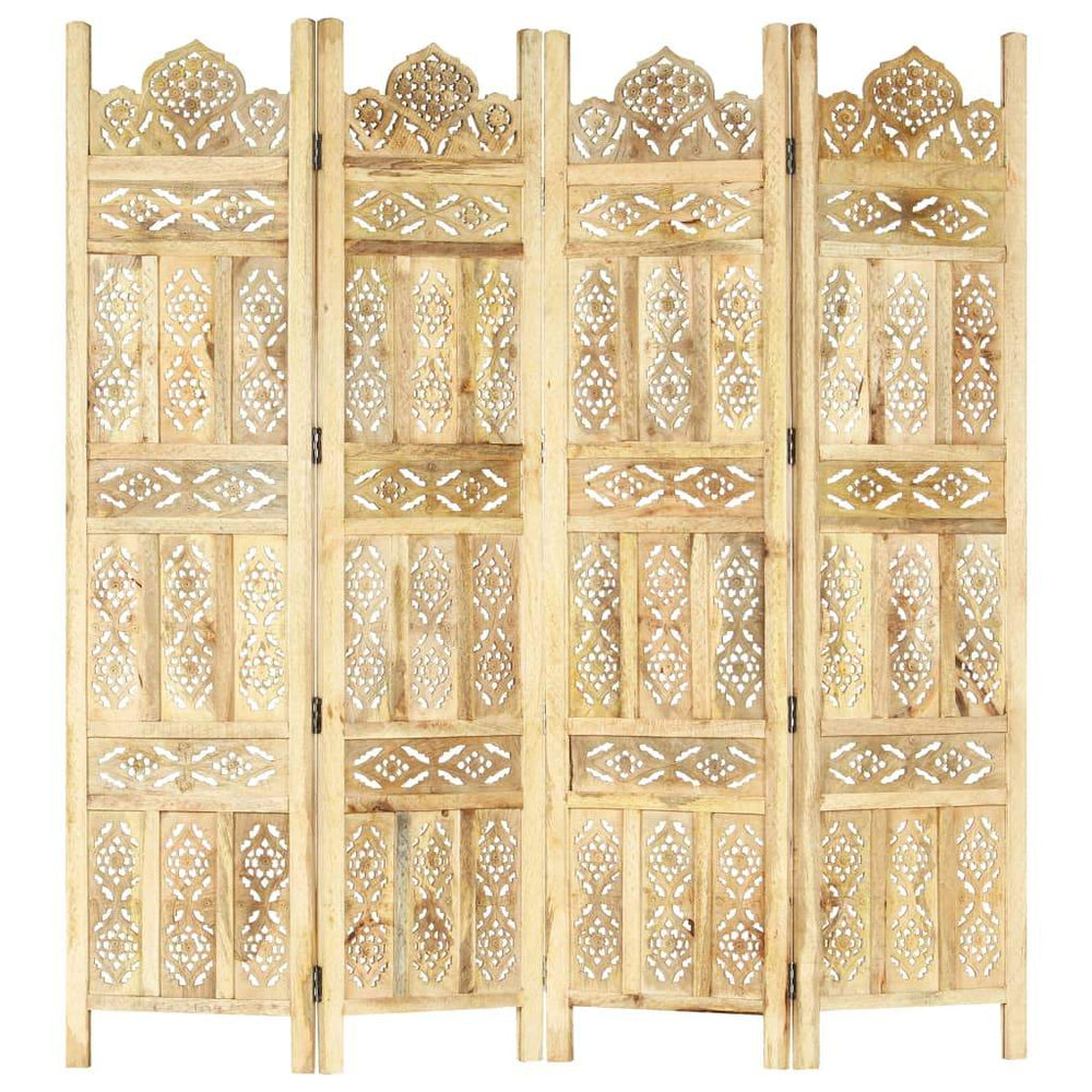 vidaXL Solid Mango Wood Hand Carved Room Divider Screen Multi Sizes/Colors
