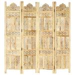 vidaXL Solid Mango Wood Hand Carved Room Divider Screen Multi Sizes/Colors