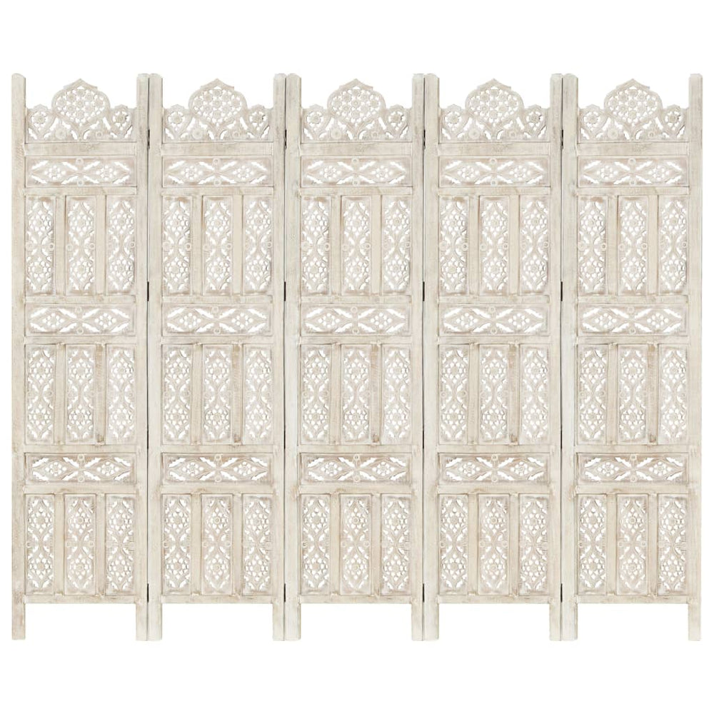 vidaXL Solid Mango Wood Hand Carved Room Divider Screen Multi Sizes/Colors