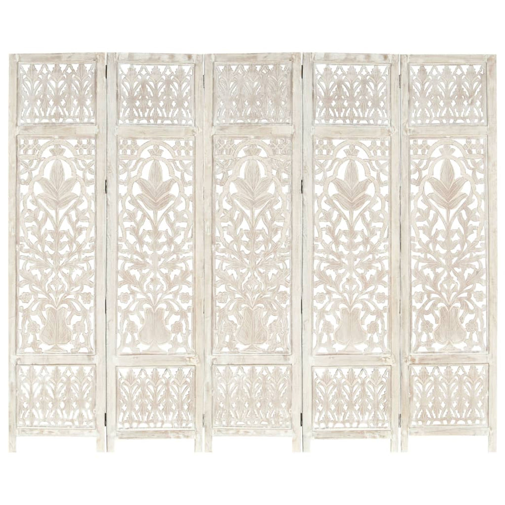 vidaXL Solid Mango Wood Hand Carved Room Divider Screen Multi Sizes/Colors