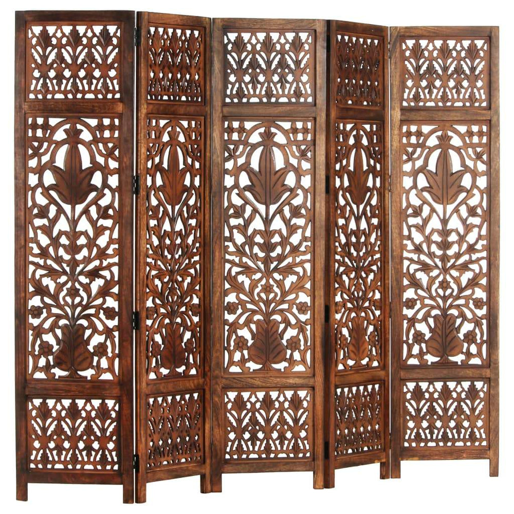 vidaXL Solid Mango Wood Hand Carved Room Divider Screen Multi Sizes/Colors