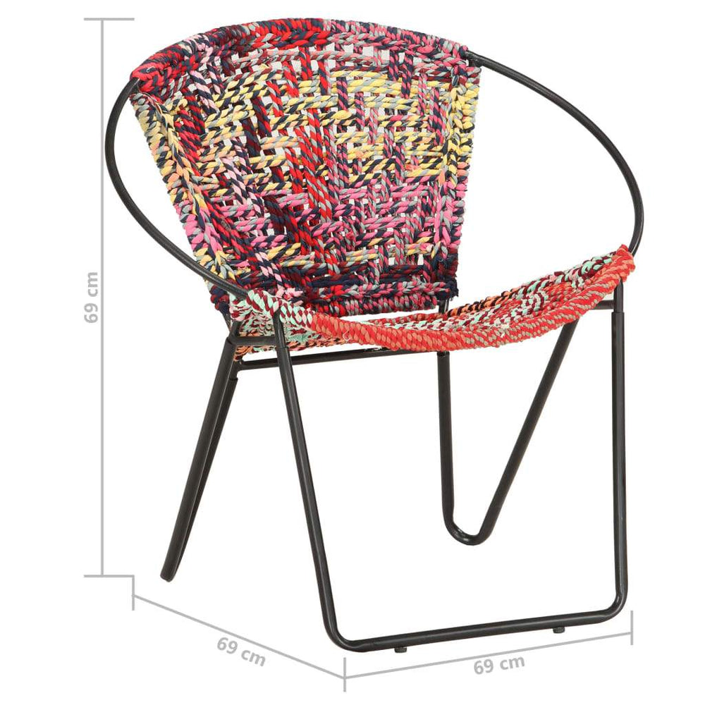 Circle Chair Multicolors Chindi Fabric.
