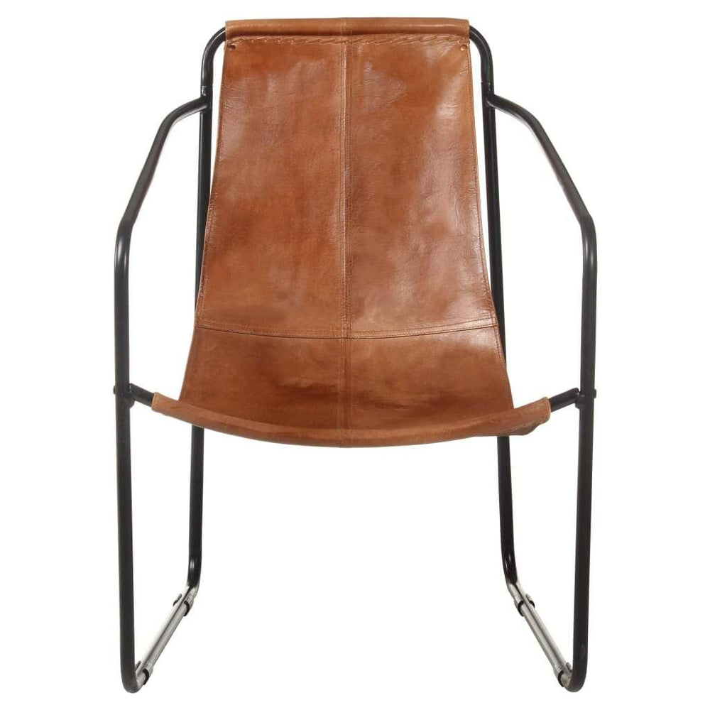 Relaxing Armchair Real Leather Lounge Seating Living Room Brown/Black.