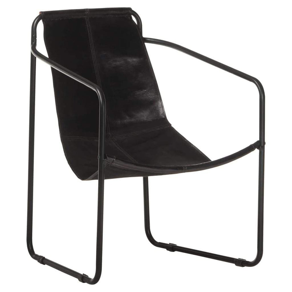 Relaxing Armchair Real Leather Lounge Seating Living Room Brown/Black.