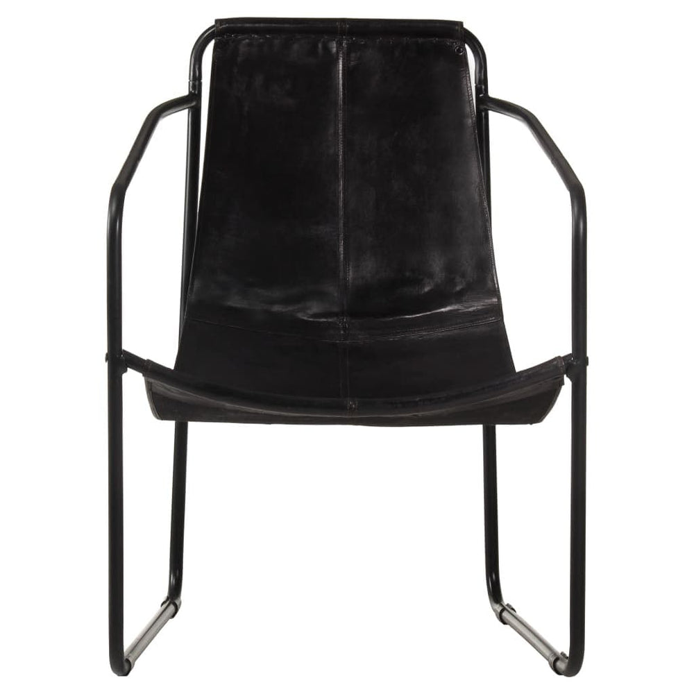Relaxing Armchair Real Leather Lounge Seating Living Room Brown/Black.