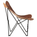 Foldable Butterfly Chair Real Leather Lounge Living Room Brown/Black.