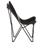 Foldable Butterfly Chair Real Leather Lounge Living Room Brown/Black.