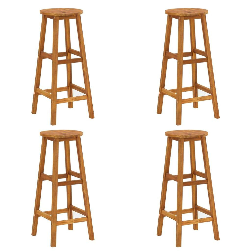 2/4/6x Solid Acacia Wood Bar Stool Outdoor Garden Bistro Chairs Stools