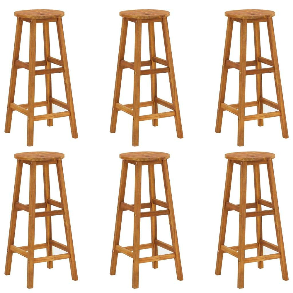 2/4/6x Solid Acacia Wood Bar Stool Outdoor Garden Bistro Chairs Stools.