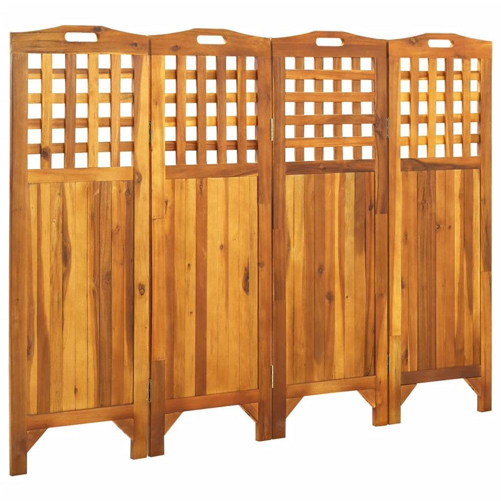 vidaXL Solid Acacia Wood 4-Panel Room Divider Panel Privacy Screen Multi Sizes
