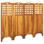 vidaXL Solid Acacia Wood 4-Panel Room Divider Panel Privacy Screen Multi Sizes