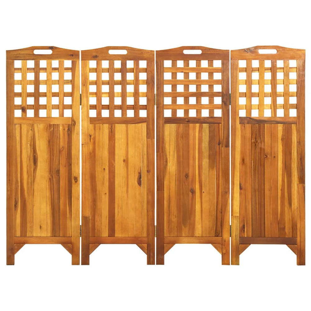vidaXL Solid Acacia Wood 4-Panel Room Divider Panel Privacy Screen Multi Sizes