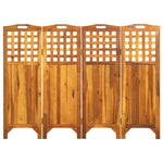 vidaXL Solid Acacia Wood 4-Panel Room Divider Panel Privacy Screen Multi Sizes
