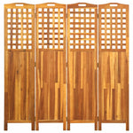 vidaXL Solid Acacia Wood 4-Panel Room Divider Panel Privacy Screen Multi Sizes