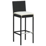 2/4x Garden Bar Stool with Cushions Poly Rattan Lounge Seat Black/Gray.