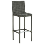 2/4x Garden Bar Stool with Cushions Poly Rattan Lounge Seat Black/Gray.
