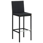 2/4x Garden Bar Stool with Cushions Poly Rattan Lounge Seat Black/Gray.