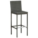 2/4x Garden Bar Stool with Cushions Poly Rattan Lounge Seat Black/Gray.