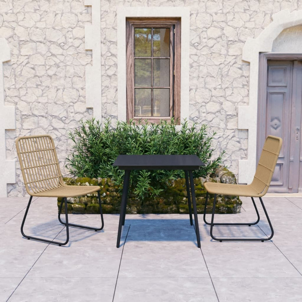 vidaXL 9 Piece Patio Dining Set Poly Rattan and Glass