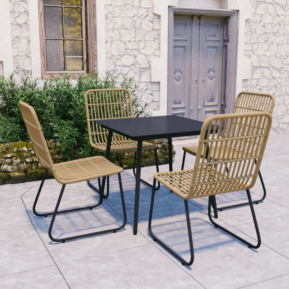 vidaXL 9 Piece Patio Dining Set Poly Rattan and Glass