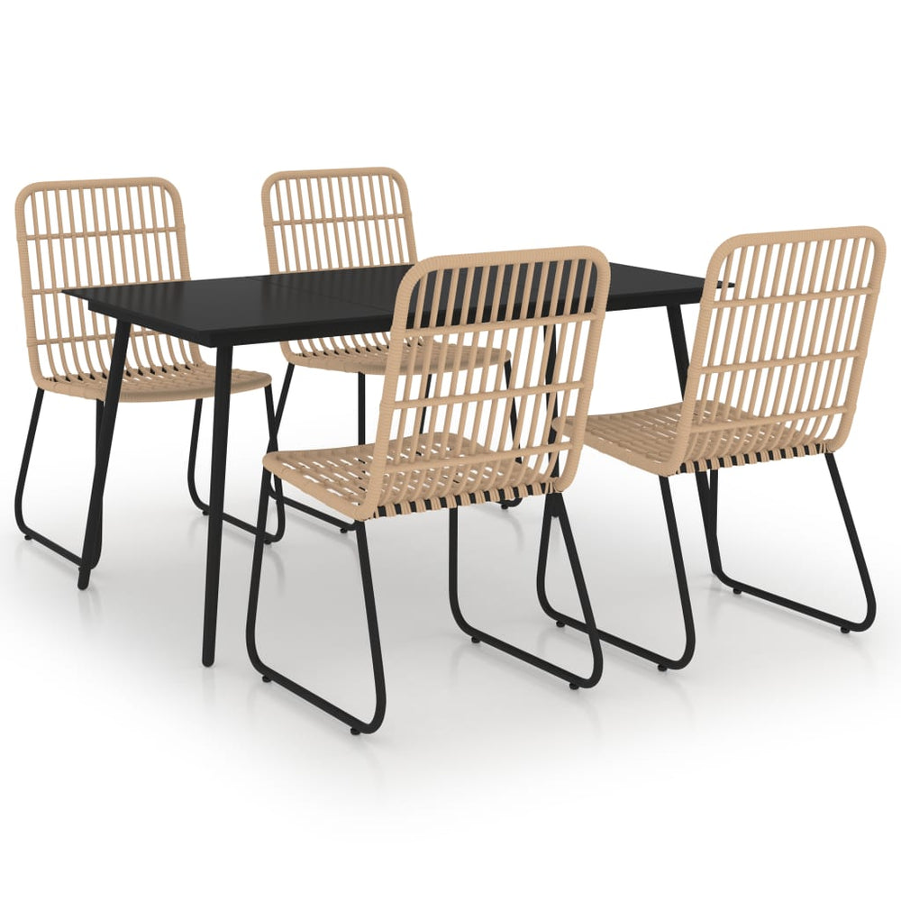 vidaXL 9 Piece Patio Dining Set Poly Rattan and Glass