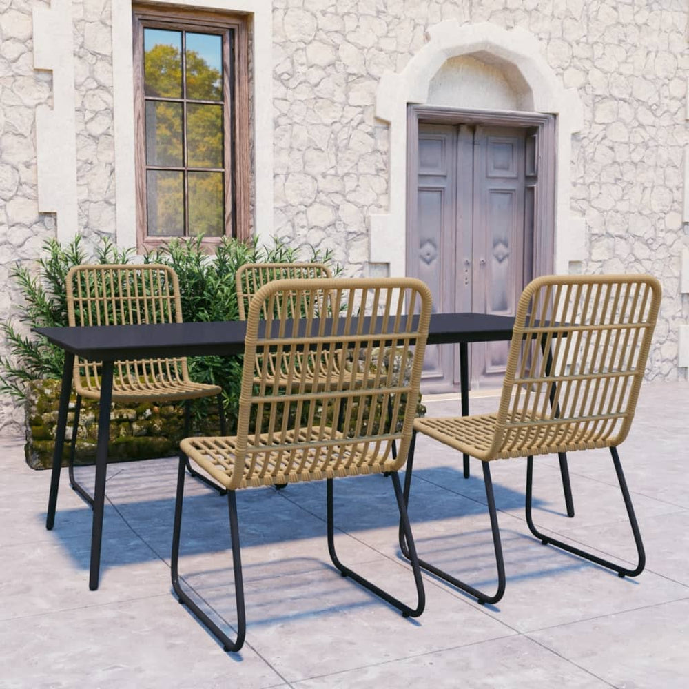 vidaXL 9 Piece Patio Dining Set Poly Rattan and Glass