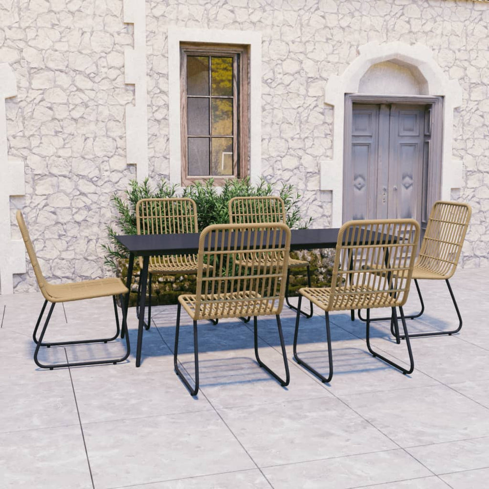 vidaXL 9 Piece Patio Dining Set Poly Rattan and Glass