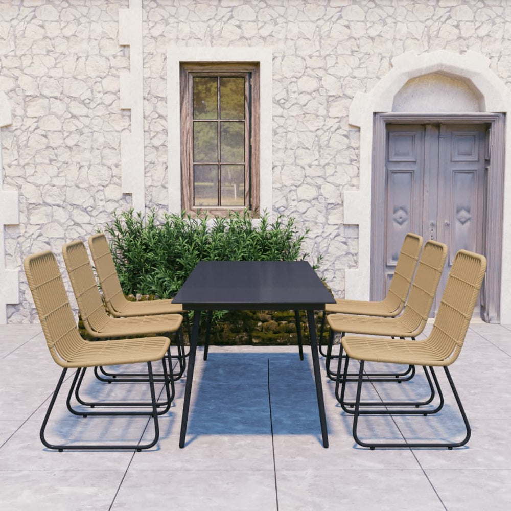 vidaXL 9 Piece Patio Dining Set Poly Rattan and Glass