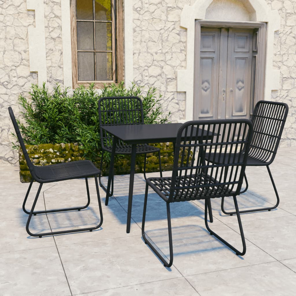 vidaXL 9 Piece Patio Dining Set Poly Rattan and Glass