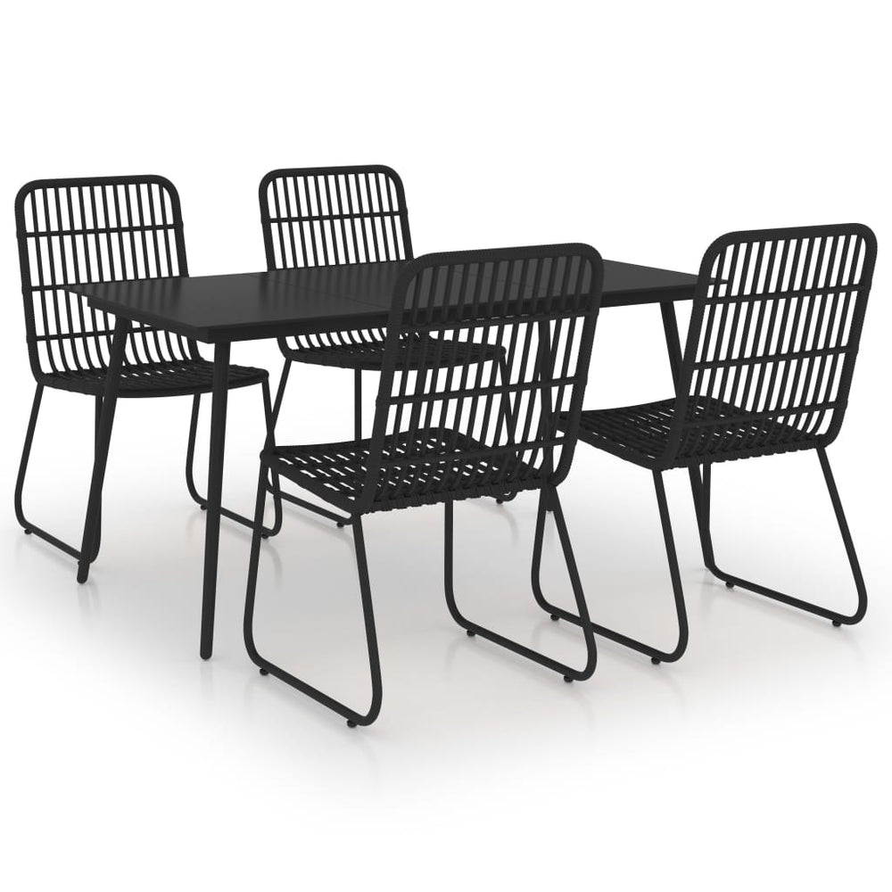 vidaXL 9 Piece Patio Dining Set Poly Rattan and Glass