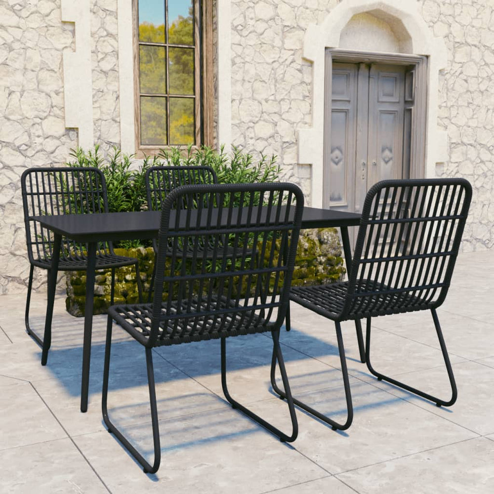 vidaXL 9 Piece Patio Dining Set Poly Rattan and Glass