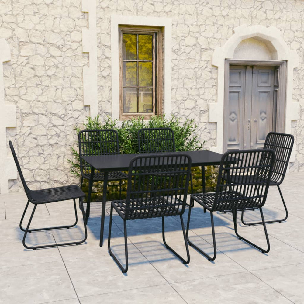 vidaXL 9 Piece Patio Dining Set Poly Rattan and Glass