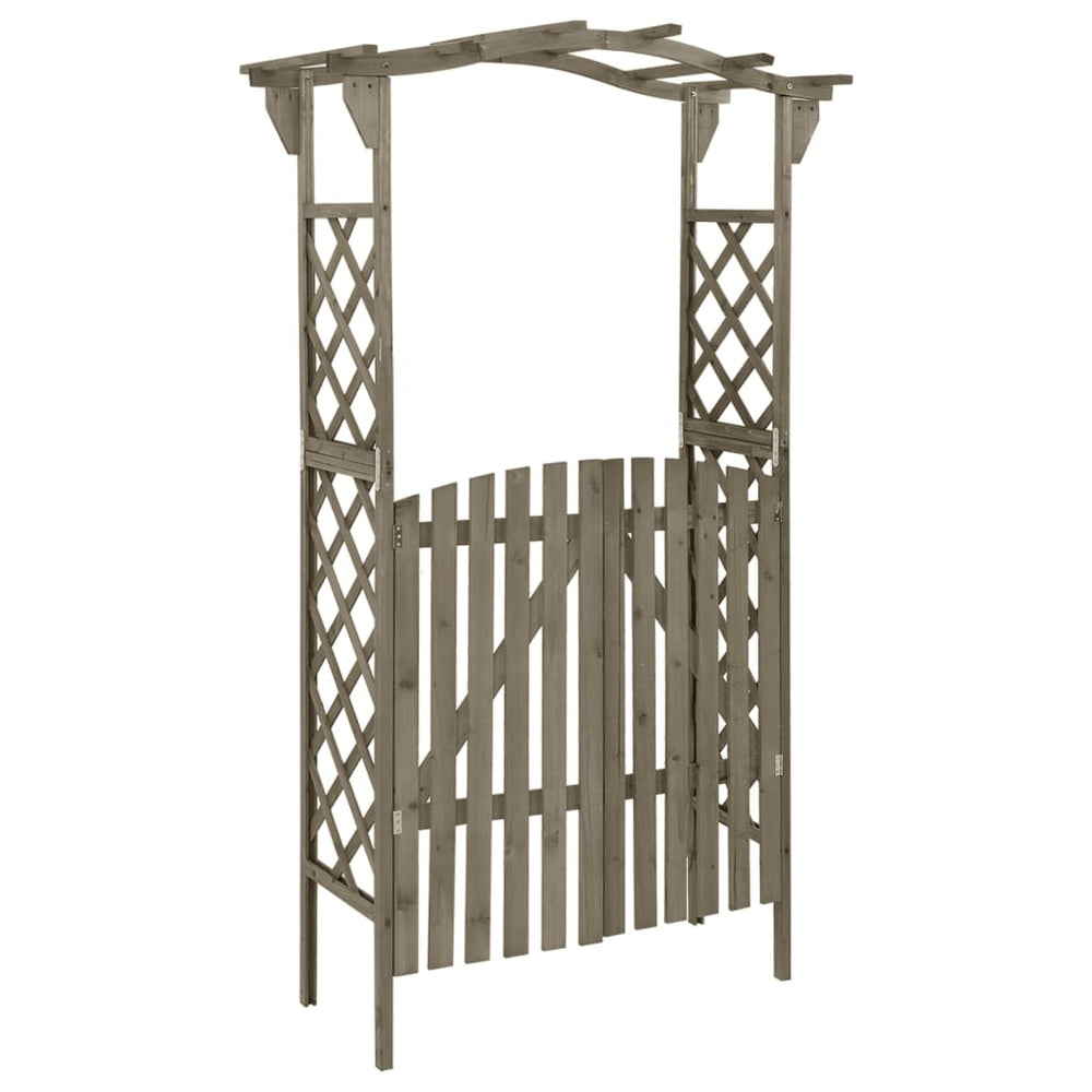 vidaXL Solid Firwood Pergola with Gate Outdoor Garden Arch Gate Brown/Gray