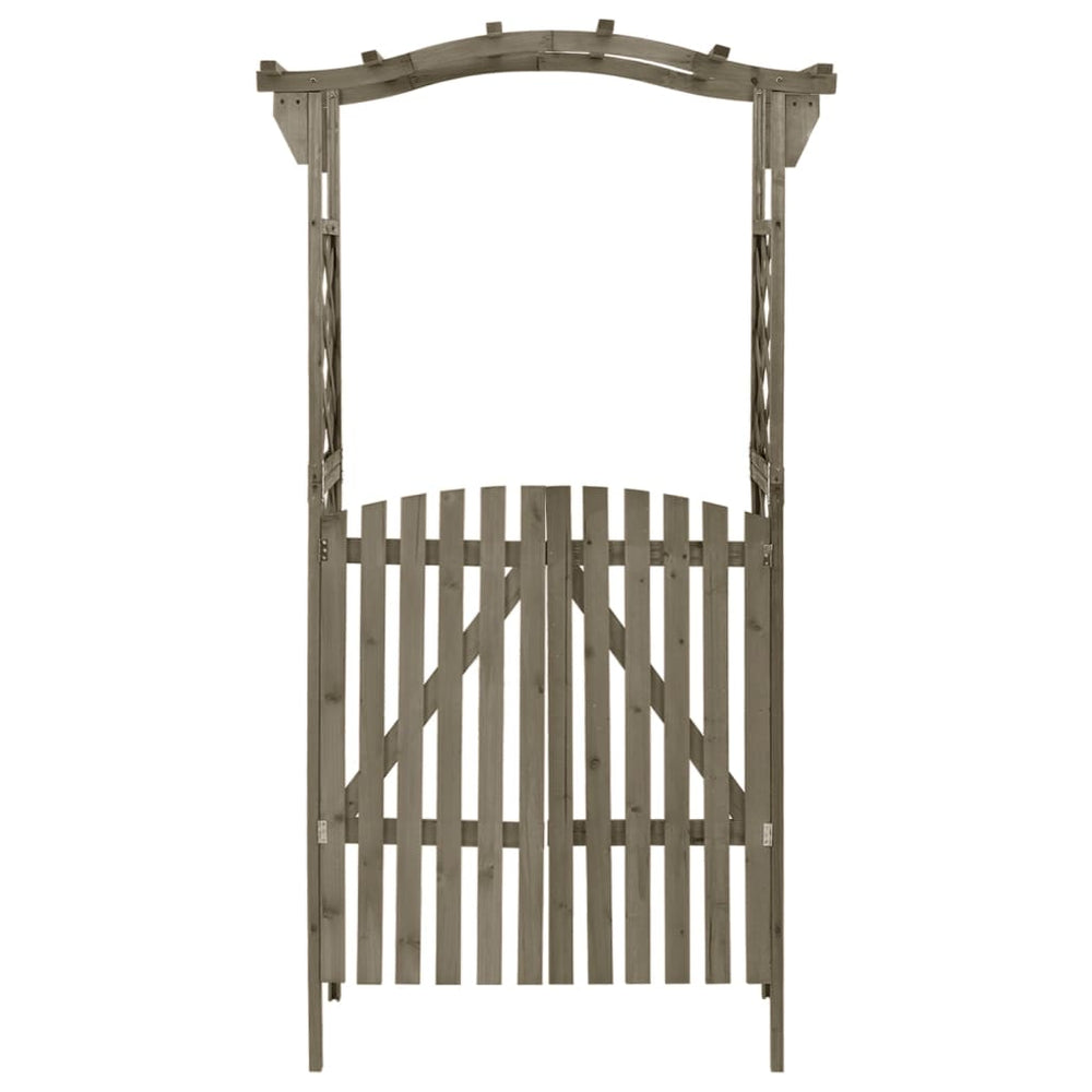 vidaXL Solid Firwood Pergola with Gate Outdoor Garden Arch Gate Brown/Gray