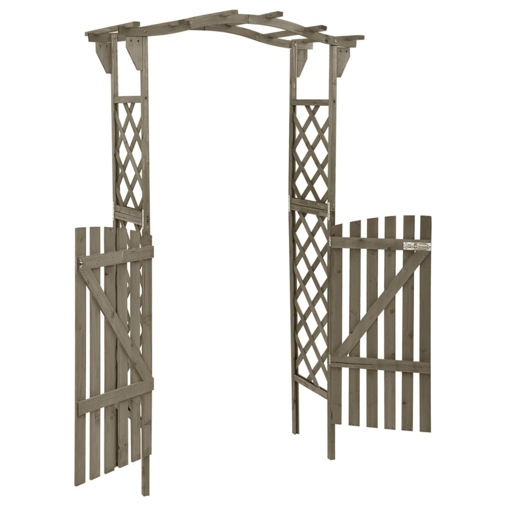 vidaXL Solid Firwood Pergola with Gate Outdoor Garden Arch Gate Brown/Gray