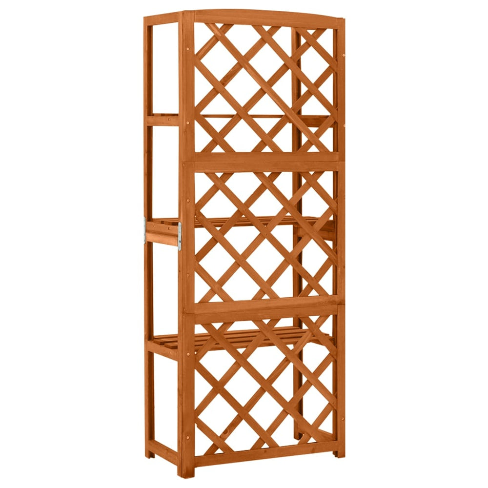 vidaXL Solid Fir Wood Trellis with Shelves Wooden Flower Pot Box Brown/Gray