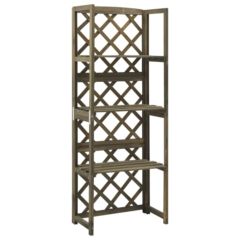 vidaXL Solid Fir Wood Trellis with Shelves Wooden Flower Pot Box Brown/Gray